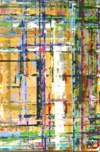 Bunte Atelierwand im Kursraum